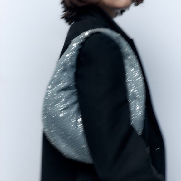 ZARA DIAMANTE OVAL SHAPED DENIM BAG - Picture 15 of 15